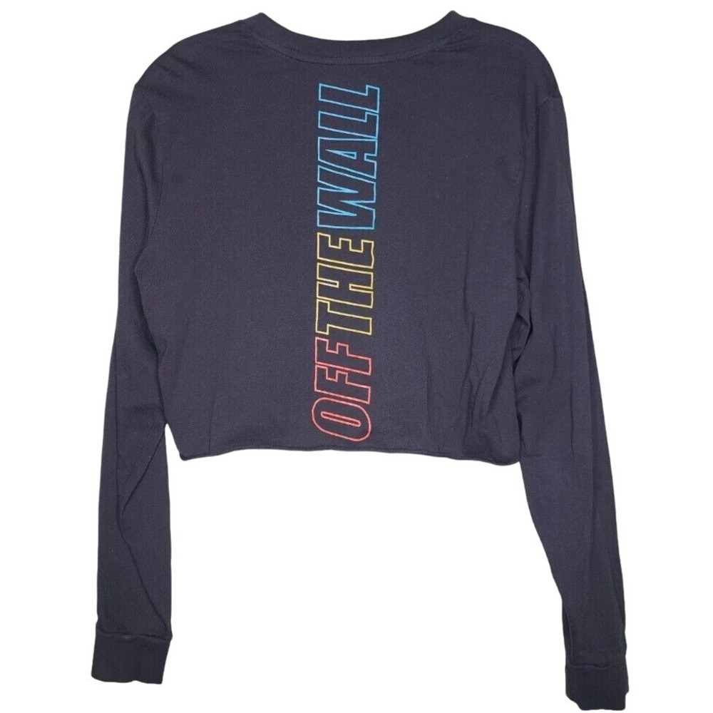 Vans Off the Wall Black Crop Tee Long Sleeve Crew Neck Streetwear Skate Grunge S